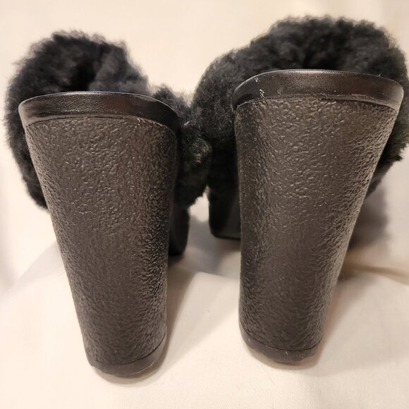 Hunter Brunson Black Leather Shearling Mule Platform Clogs Women's Size 9 - Picture 11 of 15